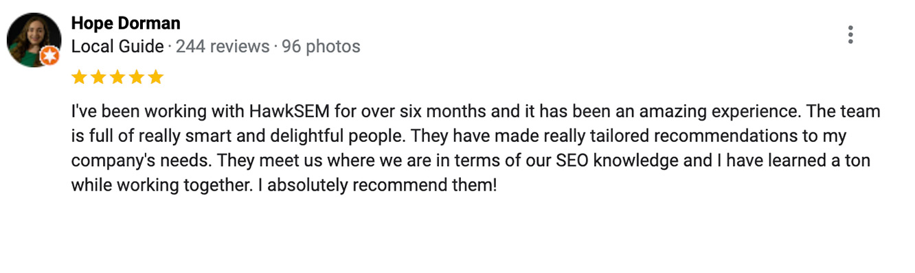 Google Review - Hope